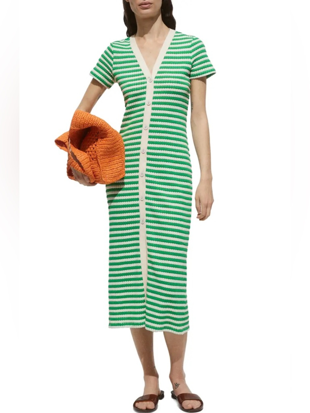 Mango Crochet Striped Midi Dress - Picture 4 of 10
